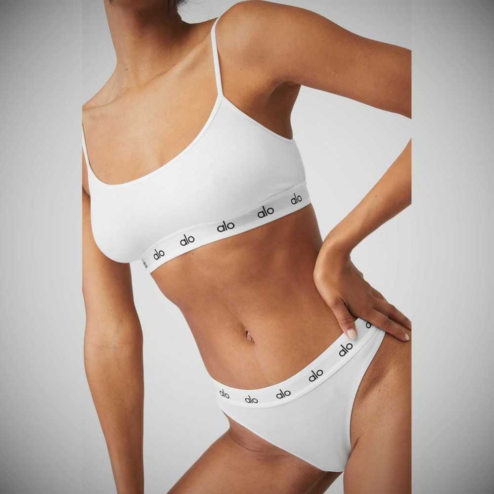 Ropa Interior Alo Yoga Icon High-Cut Tanga Mujer Blancos | MX-15ZNYG