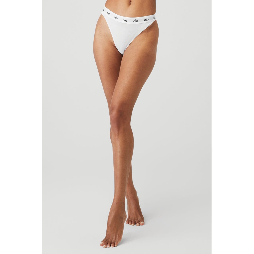 Ropa Interior Alo Yoga Icon High-Cut Tanga Mujer Blancos | MX-15ZNYG