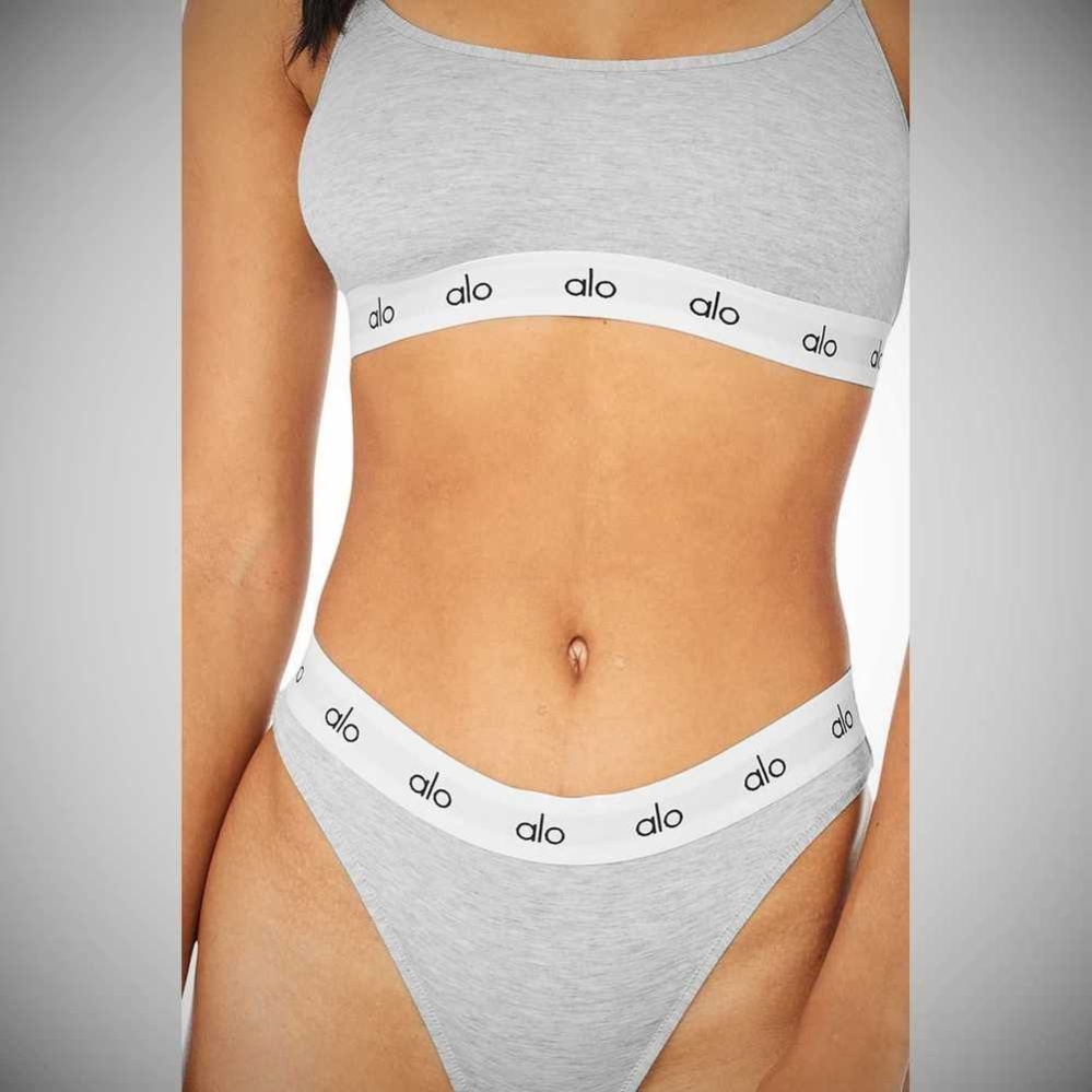 Ropa Interior Alo Yoga Icon High-Cut Tanga Mujer Grises | MX-68XJEP