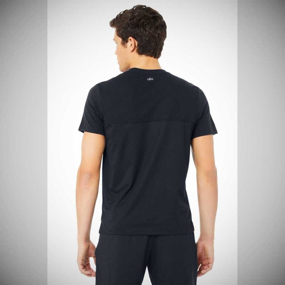 Short Sleeve Alo Yoga Airwave Tee Hombre Azul Marino Oscuro | MX-29HXSU