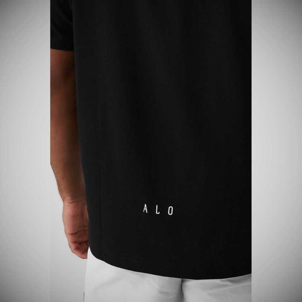 Short Sleeve Alo Yoga Alo Maison Hombre Negros | MX-29ATDC