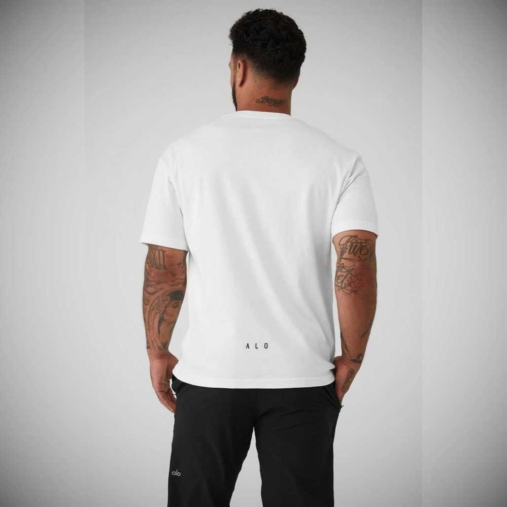 Short Sleeve Alo Yoga Alo Maison Hombre Blancos | MX-32ZIFT