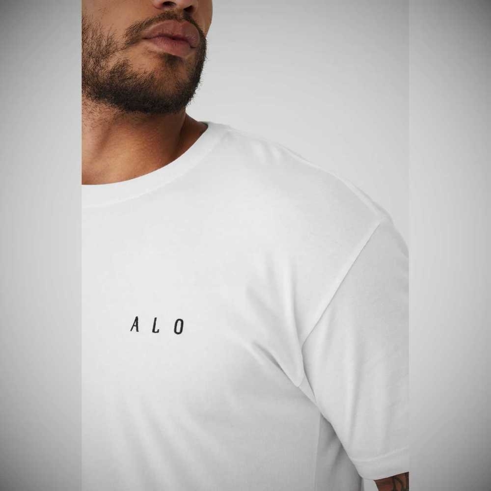 Short Sleeve Alo Yoga Alo Maison Hombre Blancos | MX-32ZIFT