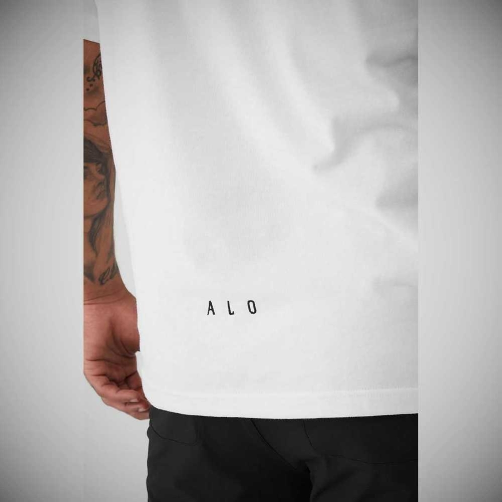 Short Sleeve Alo Yoga Alo Maison Hombre Blancos | MX-32ZIFT