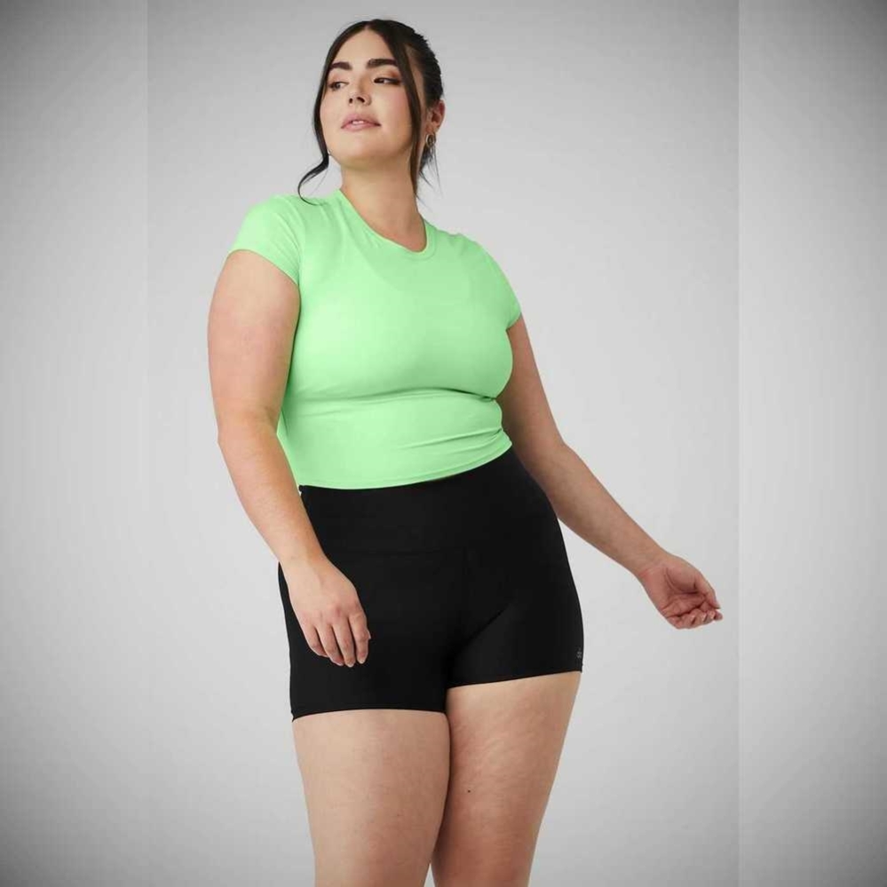 Short Sleeve Alo Yoga Alosoft Crop Finesse Mujer Verdes | MX-01EWVL