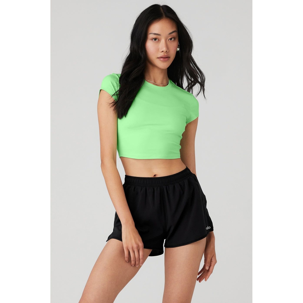 Short Sleeve Alo Yoga Alosoft Crop Finesse Mujer Verdes | MX-01EWVL