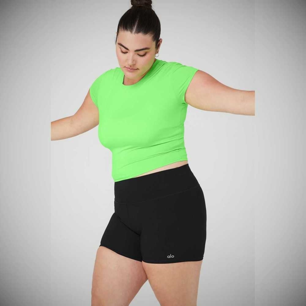 Short Sleeve Alo Yoga Alosoft Crop Finesse Mujer Verdes | MX-58KIYX