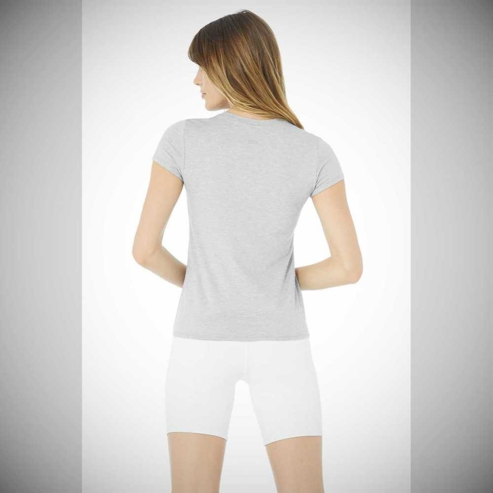 Short Sleeve Alo Yoga Alosoft Finesse Tee Mujer Grises | MX-30ZVUJ