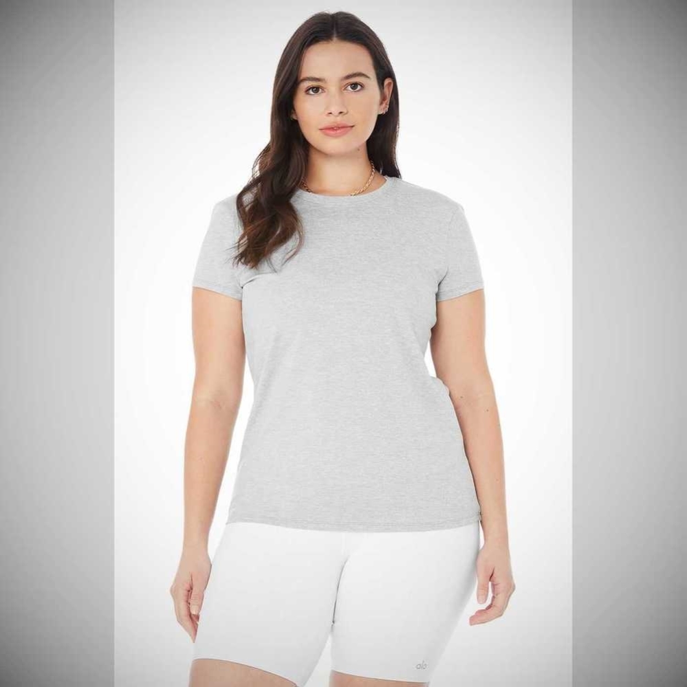 Short Sleeve Alo Yoga Alosoft Finesse Tee Mujer Grises | MX-30ZVUJ