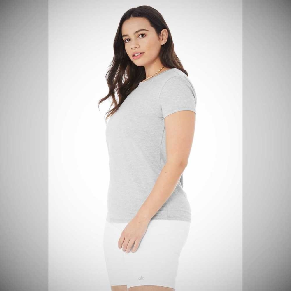 Short Sleeve Alo Yoga Alosoft Finesse Tee Mujer Grises | MX-30ZVUJ