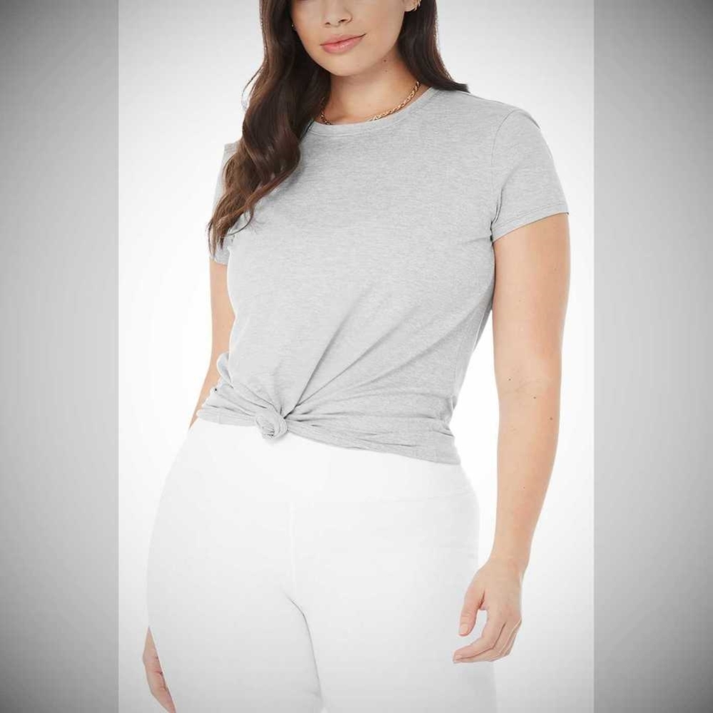 Short Sleeve Alo Yoga Alosoft Finesse Tee Mujer Grises | MX-30ZVUJ