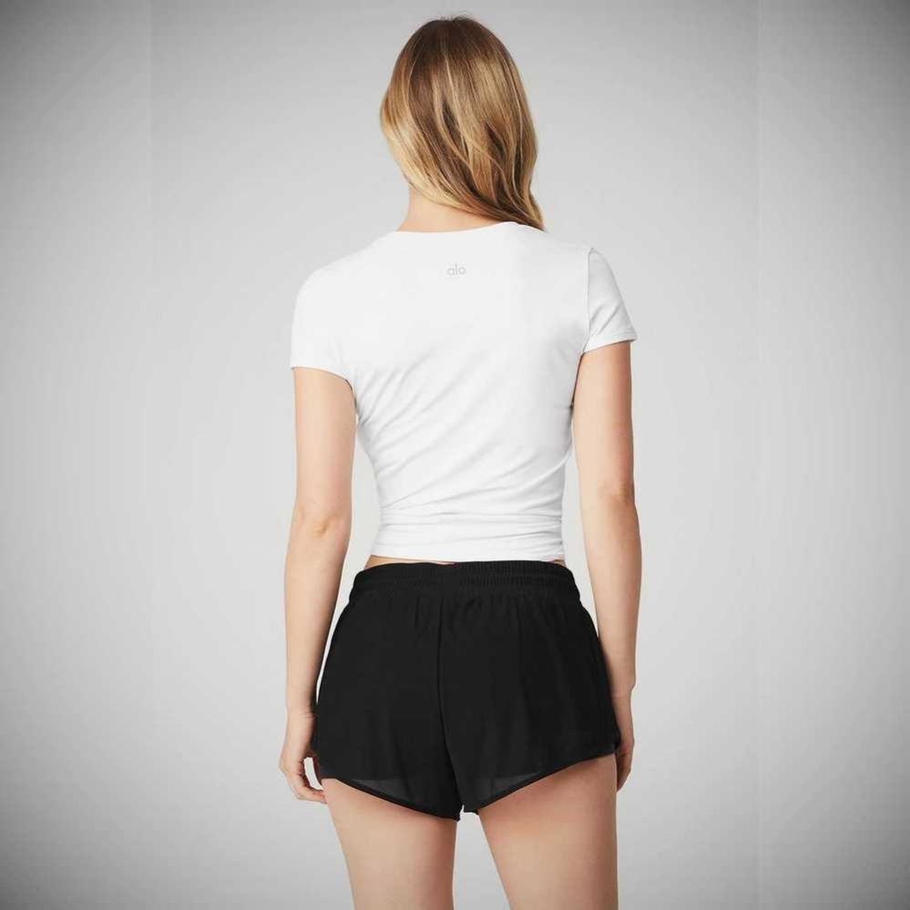 Short Sleeve Alo Yoga Alosoft Finesse Tee Mujer Blancos | MX-60RAZX