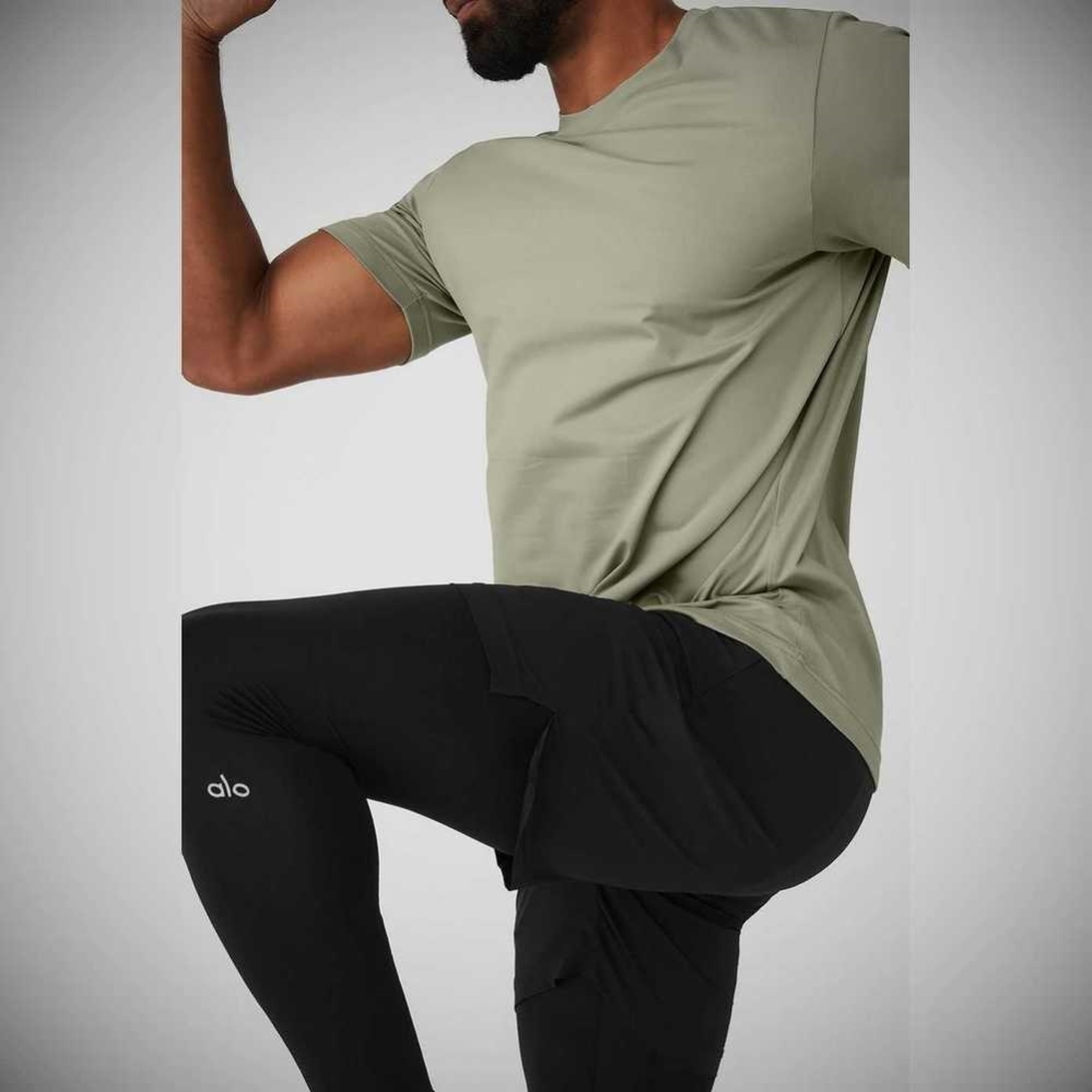 Short Sleeve Alo Yoga Conquer Reform Crewneck Hombre Grises | MX-36LDNM