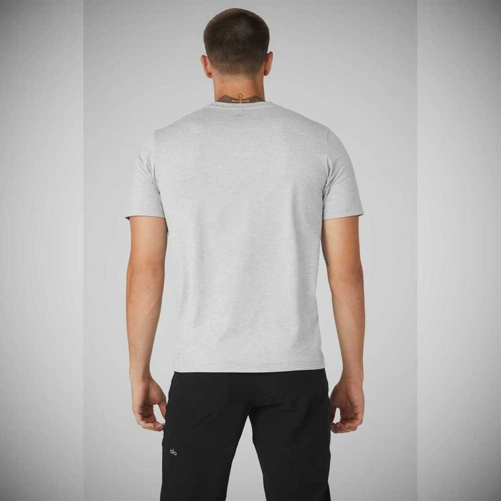 Short Sleeve Alo Yoga Conquer Reform Crewneck Hombre Grises | MX-61AQNW