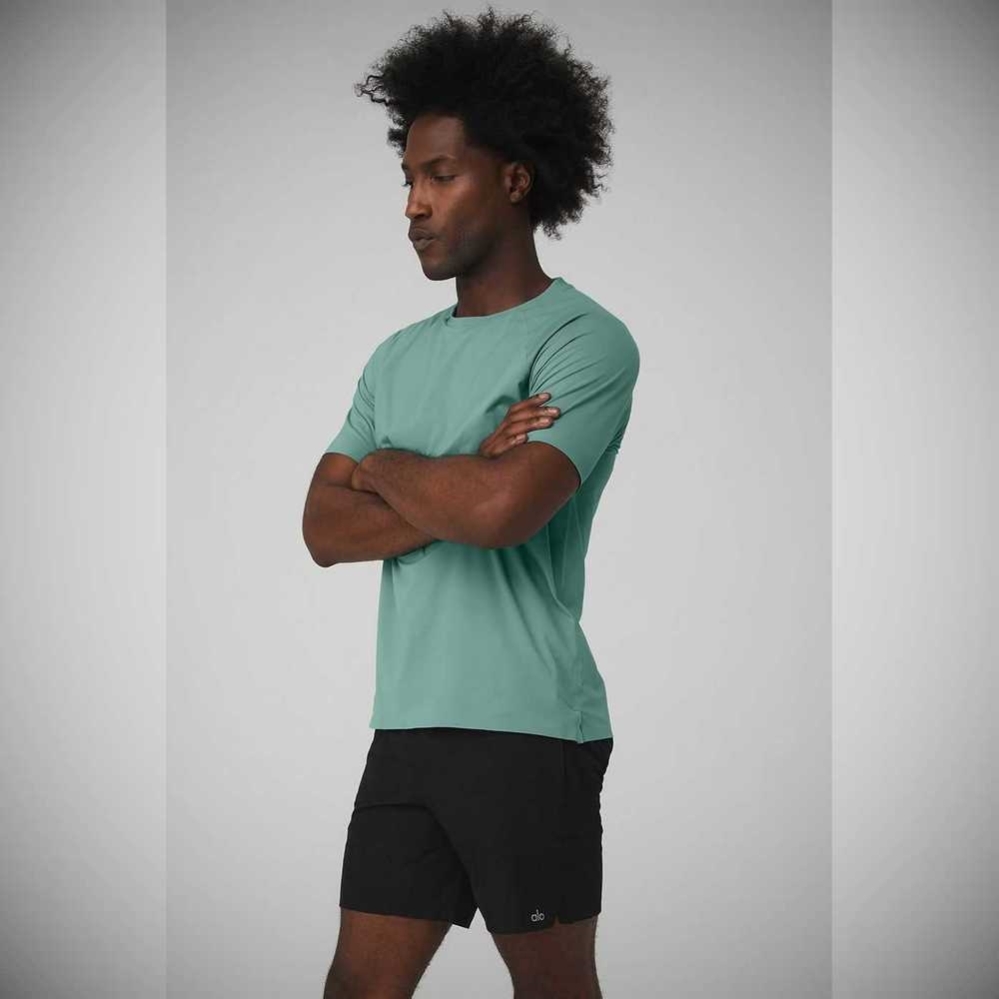 Short Sleeve Alo Yoga Idol Performance Tee Hombre Azules | MX-47KTHE