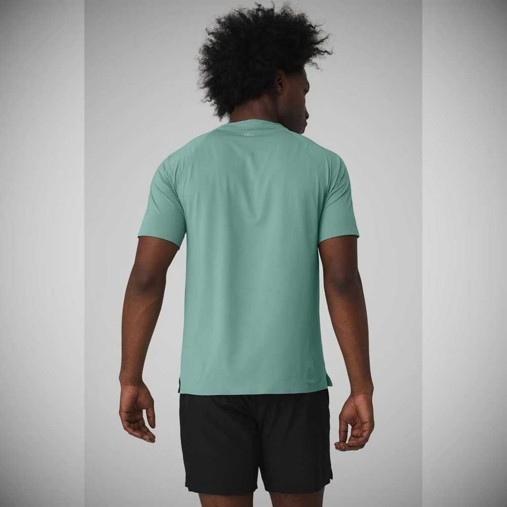 Short Sleeve Alo Yoga Idol Performance Tee Hombre Azules | MX-47KTHE