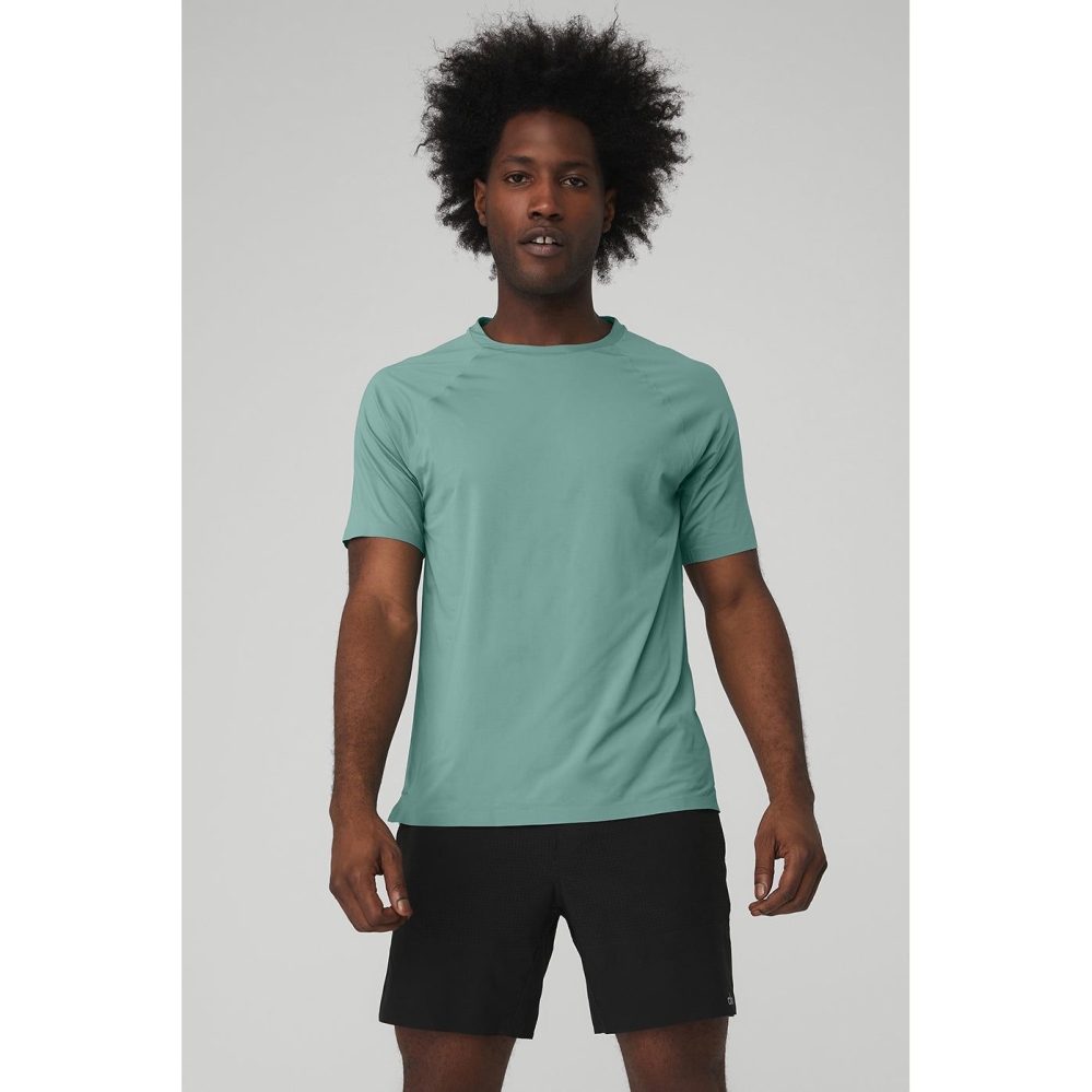 Short Sleeve Alo Yoga Idol Performance Tee Hombre Azules | MX-47KTHE