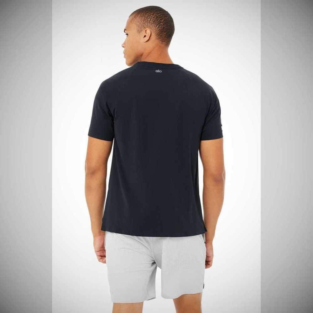 Short Sleeve Alo Yoga Idol Performance Tee Hombre Azul Marino Oscuro | MX-75ZOYX