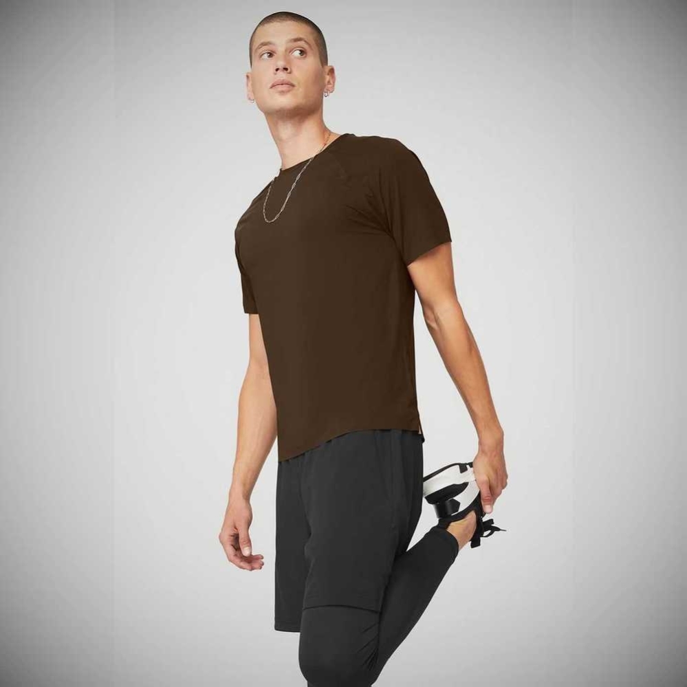 Short Sleeve Alo Yoga Idol Performance Tee Hombre Cafes | MX-85MCXU