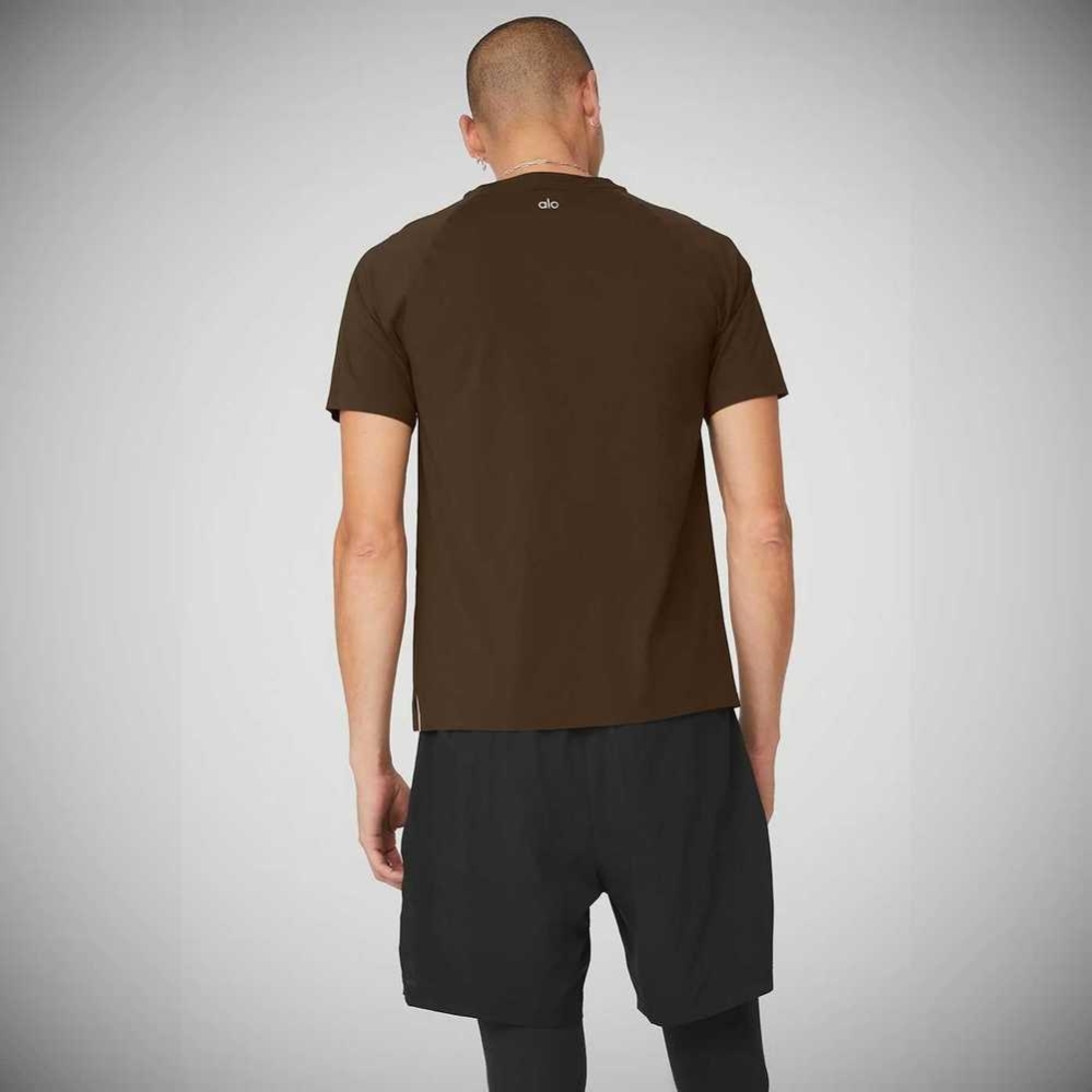 Short Sleeve Alo Yoga Idol Performance Tee Hombre Cafes | MX-85MCXU