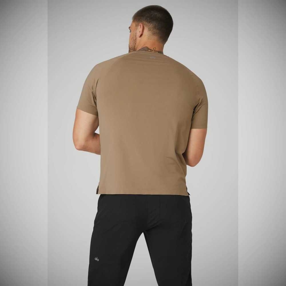 Short Sleeve Alo Yoga Idol Performance Tee Hombre Marrom | MX-92ZNAC