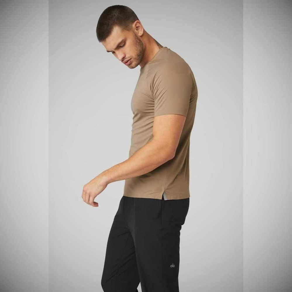 Short Sleeve Alo Yoga Idol Performance Tee Hombre Marrom | MX-92ZNAC