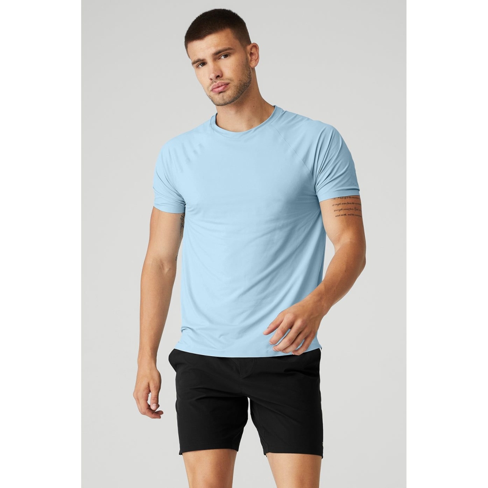 Short Sleeve Alo Yoga Idol Performance Tee Hombre Azules | MX-96CDFU