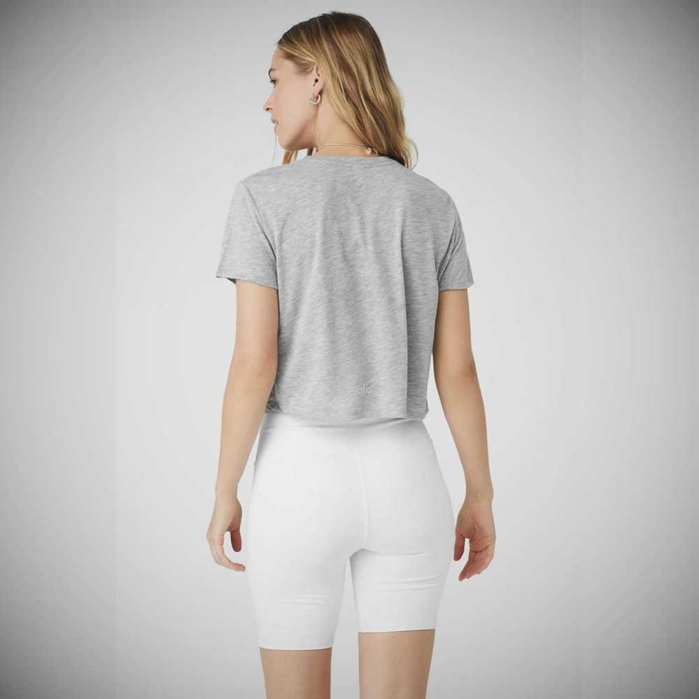 Short Sleeve Alo Yoga Laid Back Tee Mujer Grises | MX-84GCST