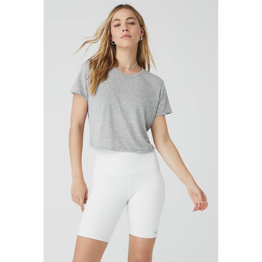 Short Sleeve Alo Yoga Laid Back Tee Mujer Grises | MX-84GCST