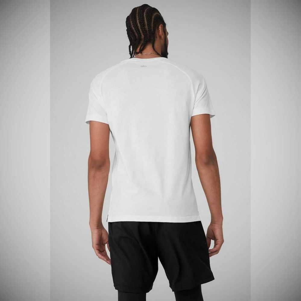 Short Sleeve Alo Yoga The Triumph Crew Neck Tee Hombre Blancos | MX-28KYVL