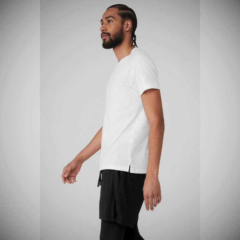 Short Sleeve Alo Yoga The Triumph Crew Neck Tee Hombre Blancos | MX-28KYVL