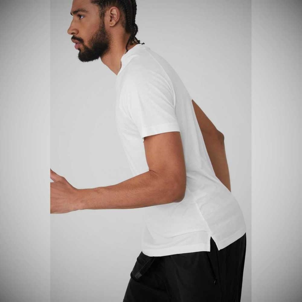 Short Sleeve Alo Yoga The Triumph Crew Neck Tee Hombre Blancos | MX-28KYVL