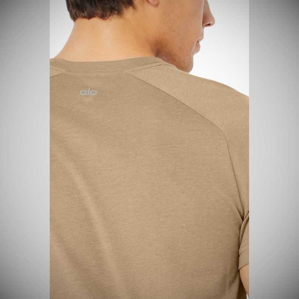 Short Sleeve Alo Yoga The Triumph Crew Neck Tee Hombre Marrom | MX-29HUXA