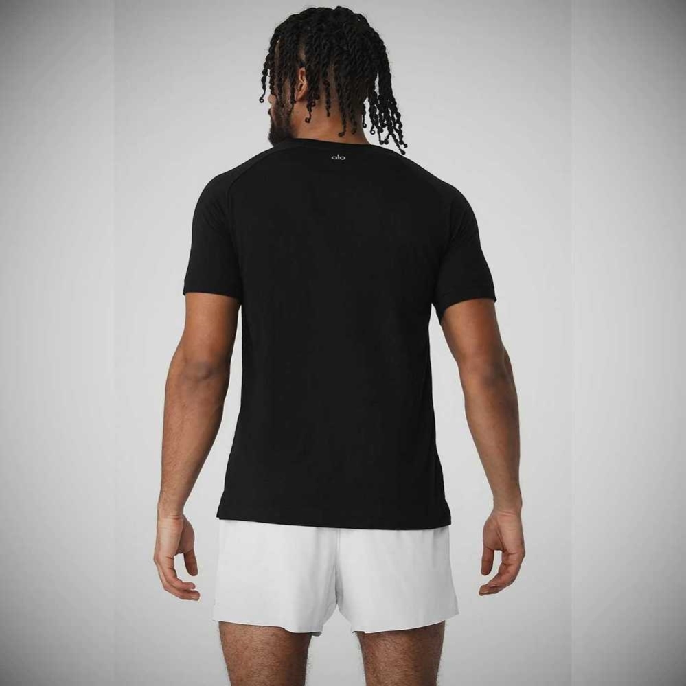 Short Sleeve Alo Yoga The Triumph Crew Neck Tee Hombre Negros | MX-30RQBO