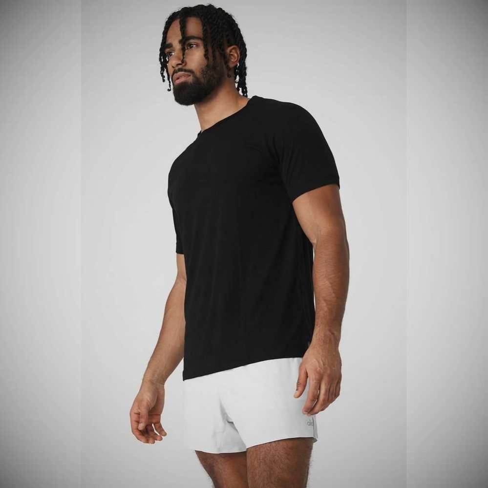 Short Sleeve Alo Yoga The Triumph Crew Neck Tee Hombre Negros | MX-30RQBO