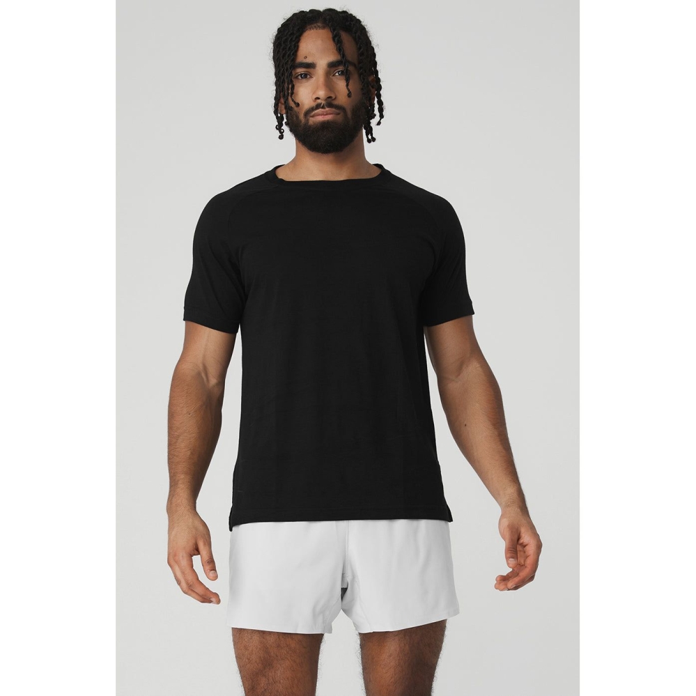 Short Sleeve Alo Yoga The Triumph Crew Neck Tee Hombre Negros | MX-30RQBO