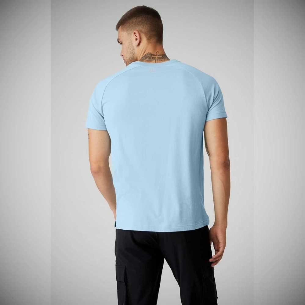 Short Sleeve Alo Yoga The Triumph Crew Neck Tee Hombre Azules | MX-56PEMI