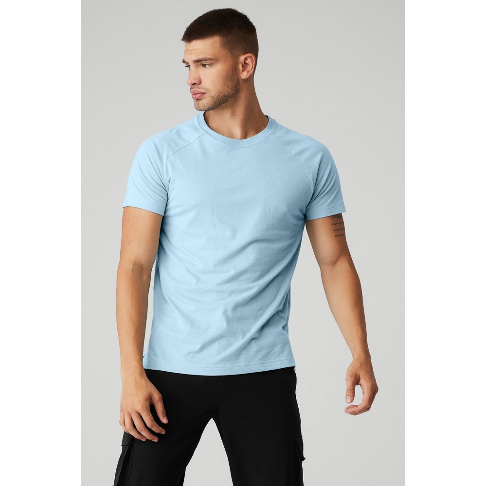 Short Sleeve Alo Yoga The Triumph Crew Neck Tee Hombre Azules | MX-56PEMI