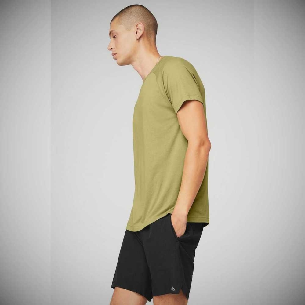 Short Sleeve Alo Yoga The Triumph Crew Neck Tee Hombre Wasabi | MX-64FKVJ