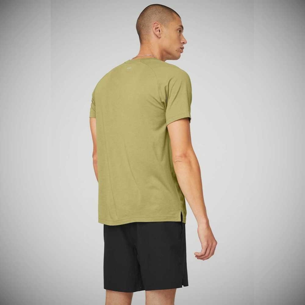 Short Sleeve Alo Yoga The Triumph Crew Neck Tee Hombre Wasabi | MX-64FKVJ