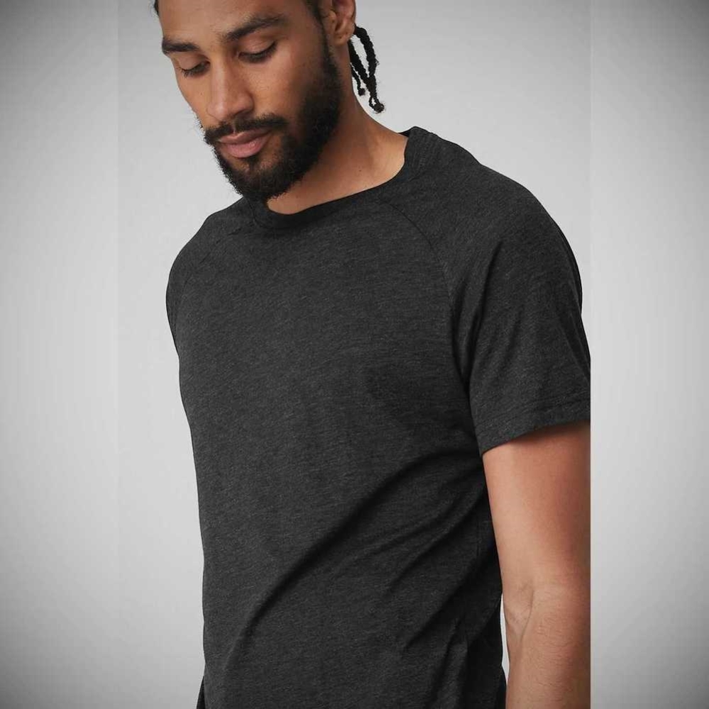 Short Sleeve Alo Yoga The Triumph Crew Neck Tee Hombre Negros | MX-93UOKD