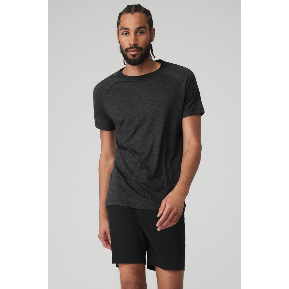 Short Sleeve Alo Yoga The Triumph Crew Neck Tee Hombre Negros | MX-93UOKD