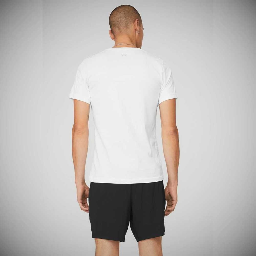 Short Sleeve Alo Yoga The Triumph V-Neck Tee Hombre Blancos | MX-75GMTS