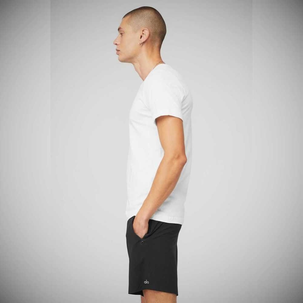 Short Sleeve Alo Yoga The Triumph V-Neck Tee Hombre Blancos | MX-75GMTS