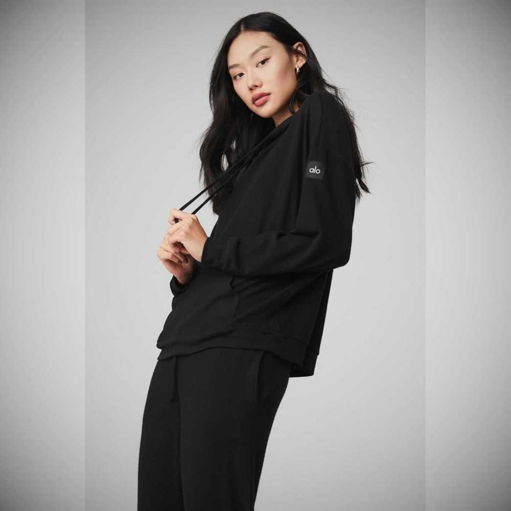 Sudadera Con Capucha Alo Yoga Alolux Cozy Mujer Negros | MX-54NGLM