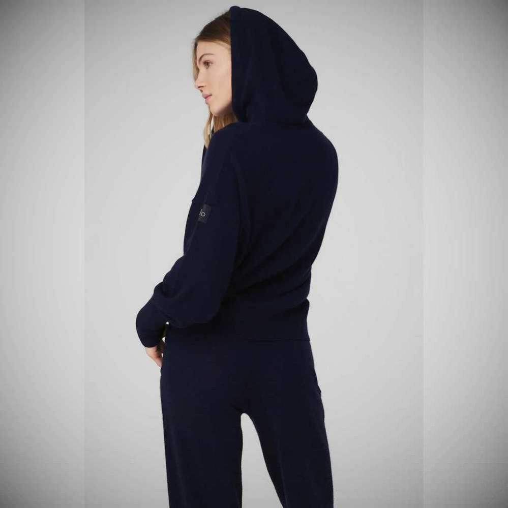 Sudadera Con Capucha Alo Yoga Cashmere Jet Set Mujer Azul Marino | MX-10ENRP