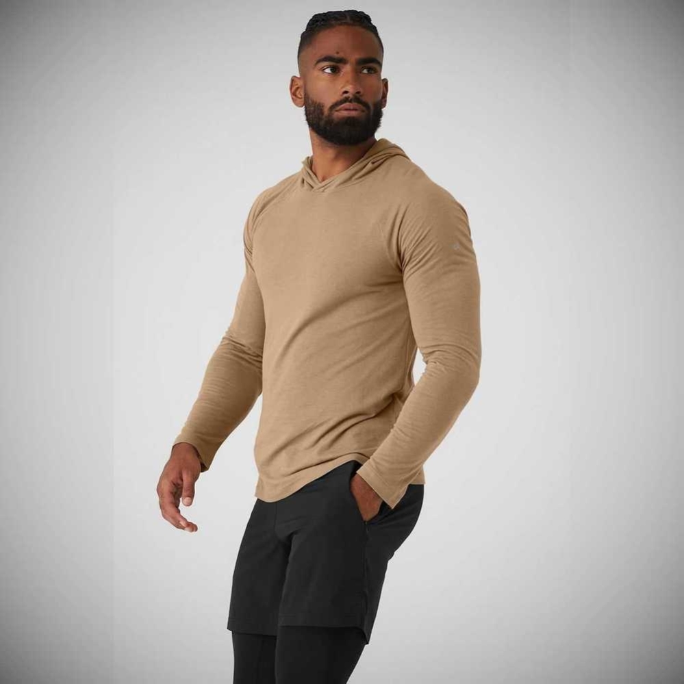 Sudadera Con Capucha Alo Yoga Core Encapuchado Runner Hombre Marrom | MX-36AUOE