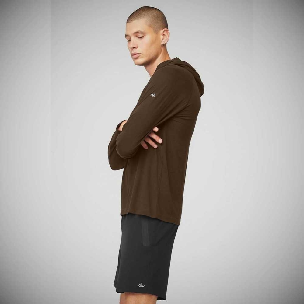 Sudadera Con Capucha Alo Yoga Core Encapuchado Runner Hombre Cafes | MX-57UKWC