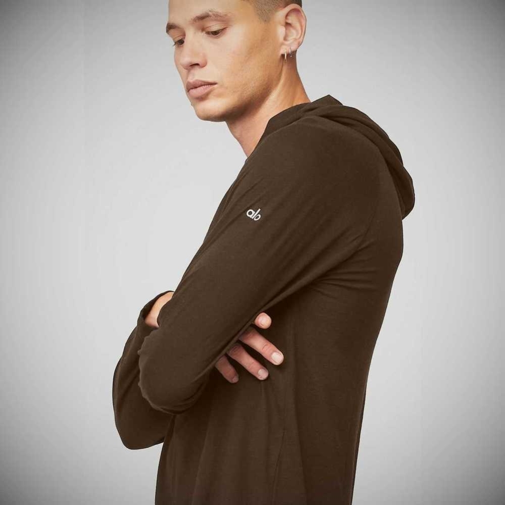 Sudadera Con Capucha Alo Yoga Core Encapuchado Runner Hombre Cafes | MX-57UKWC