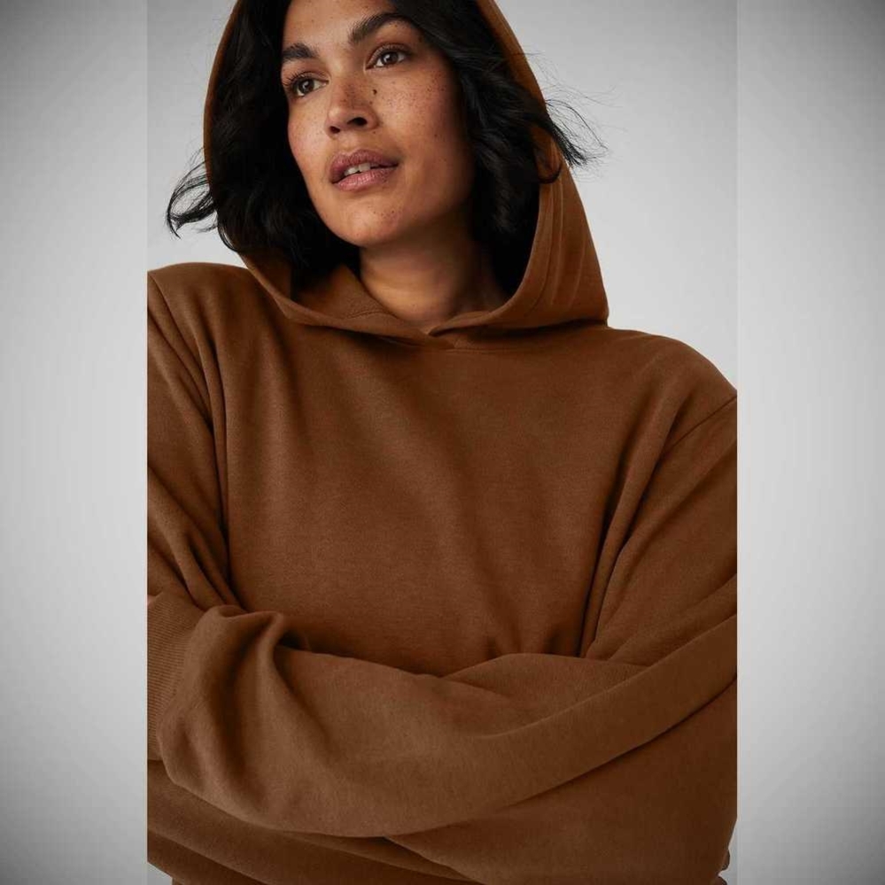 Sudadera Con Capucha Alo Yoga Cropped Headliner Shoulder Pad Mujer Marrom | MX-12PECO